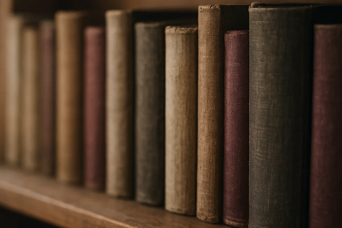 Bücherregal mit alten Gedichtbänden in einer Bibliothek